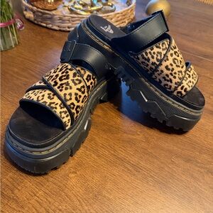 Dr. Martens Black and Leopard platform Sandals
